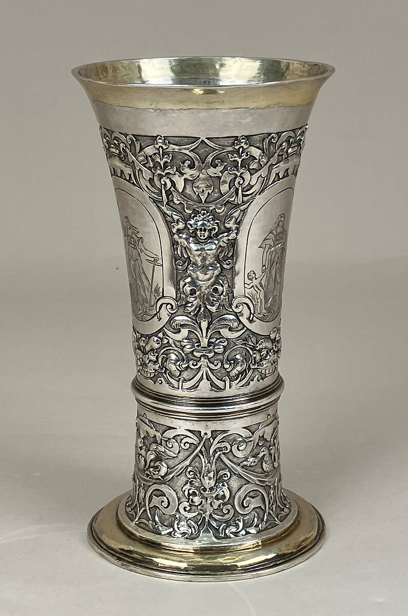 Footed beaker, Jeremias Jekel (master 1618, died 1667), Silver, partly gilded, Hungarian, Brassó
