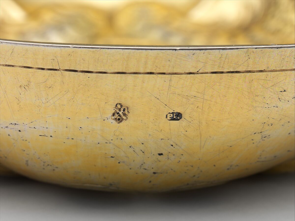 Two-handled bowl, Péter W. Kecskeméti (ca. 1663–ca. 1680), Gilded silver, Hungarian, Kassa