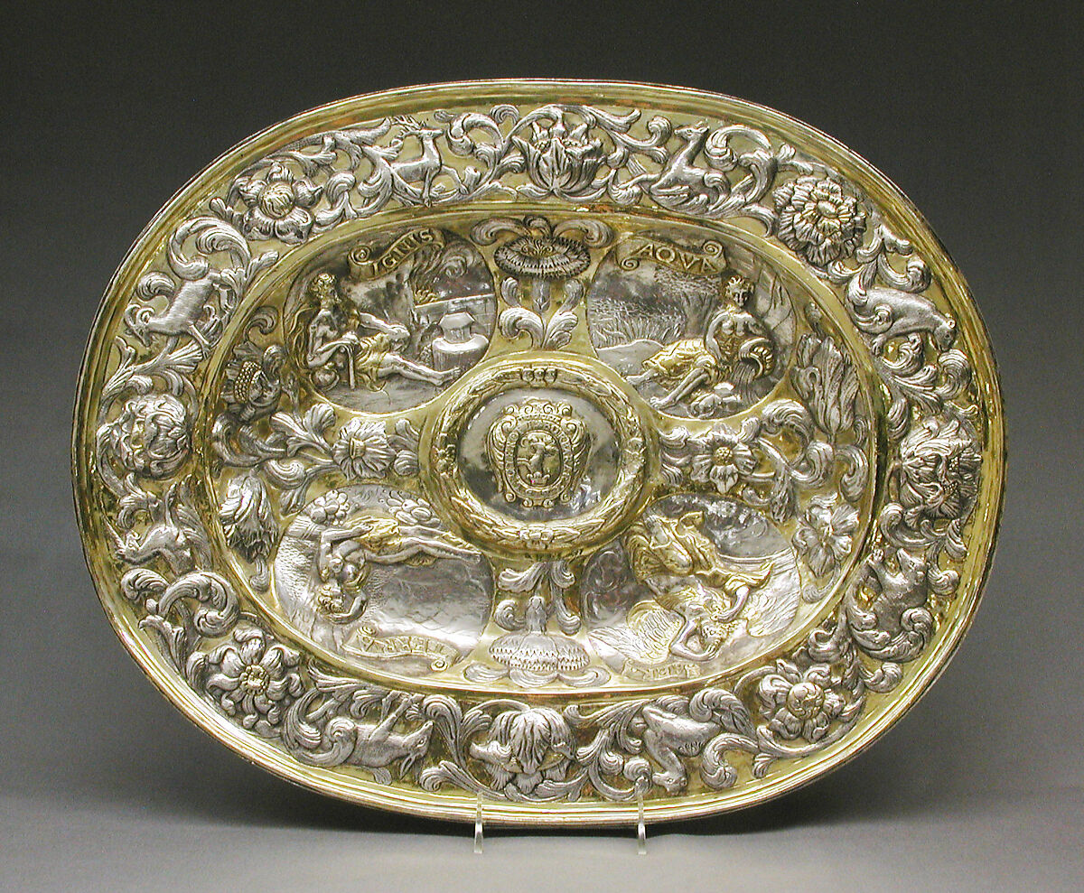 Charger, Silver, partly gilded, Hungarian, Transylvania 