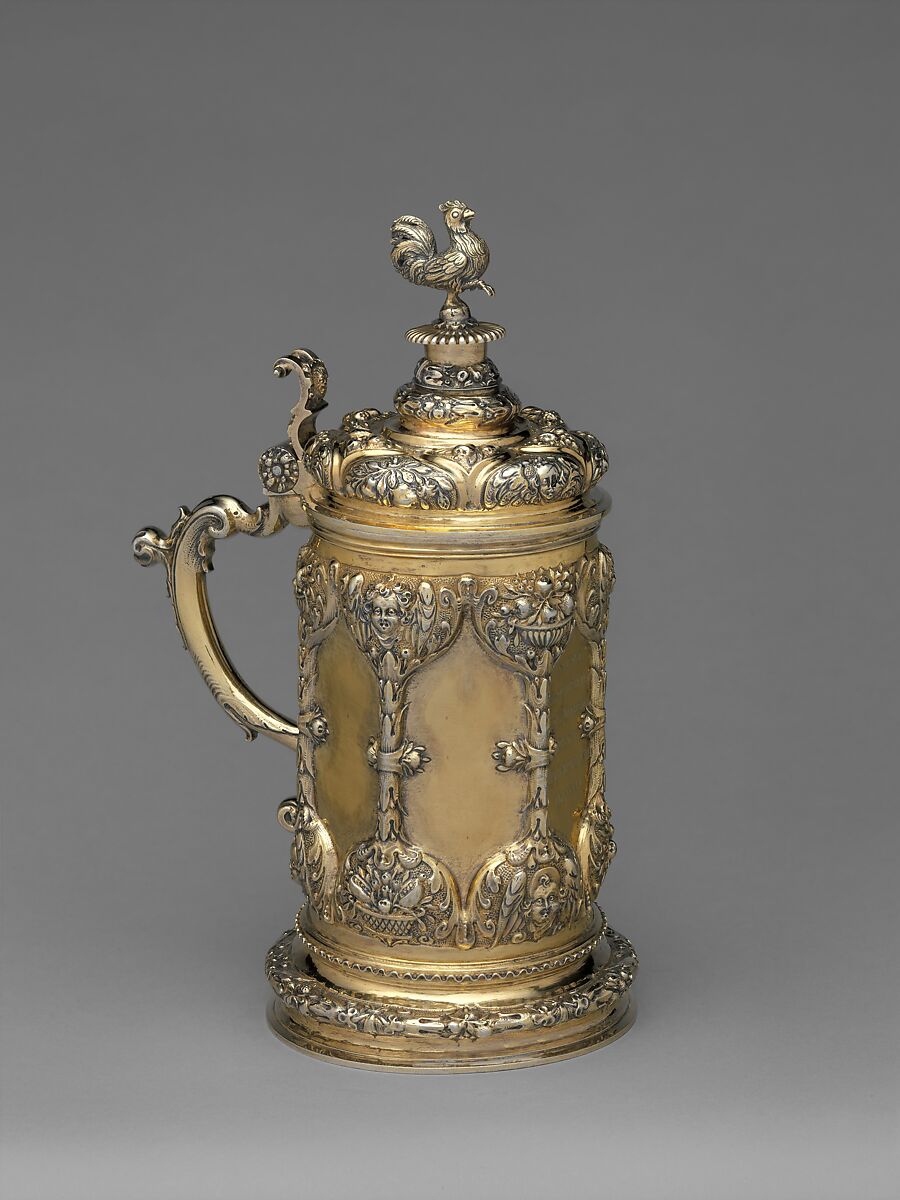 Tankard, Georgius Olescher Sr. (active 1693, died 1707), Gilded silver, Hungarian, Brassó