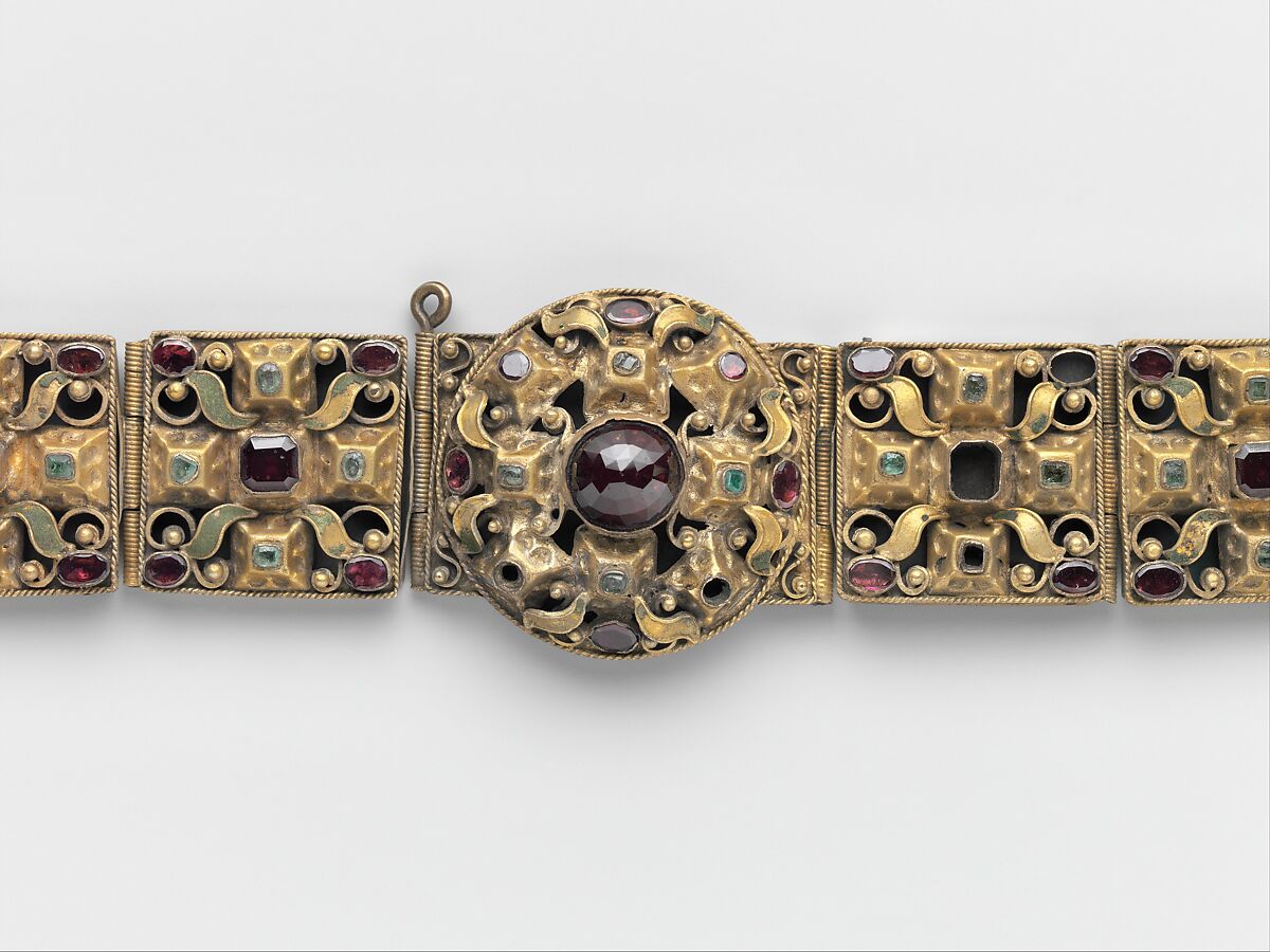 Belt, Gilded silver, beryls, garnets, Hungarian, Transylvania