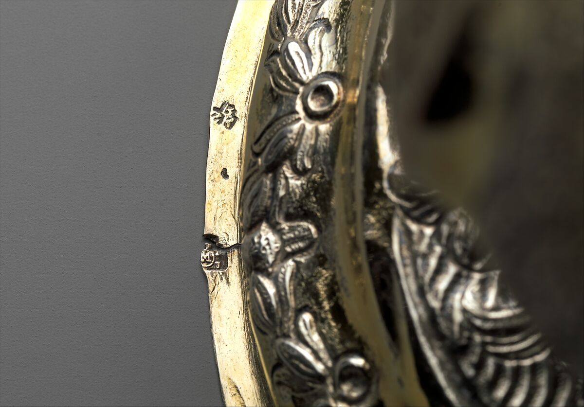 Table decoration in the form of a peacock, Silver, partly gilded, Hungarian, Munkács