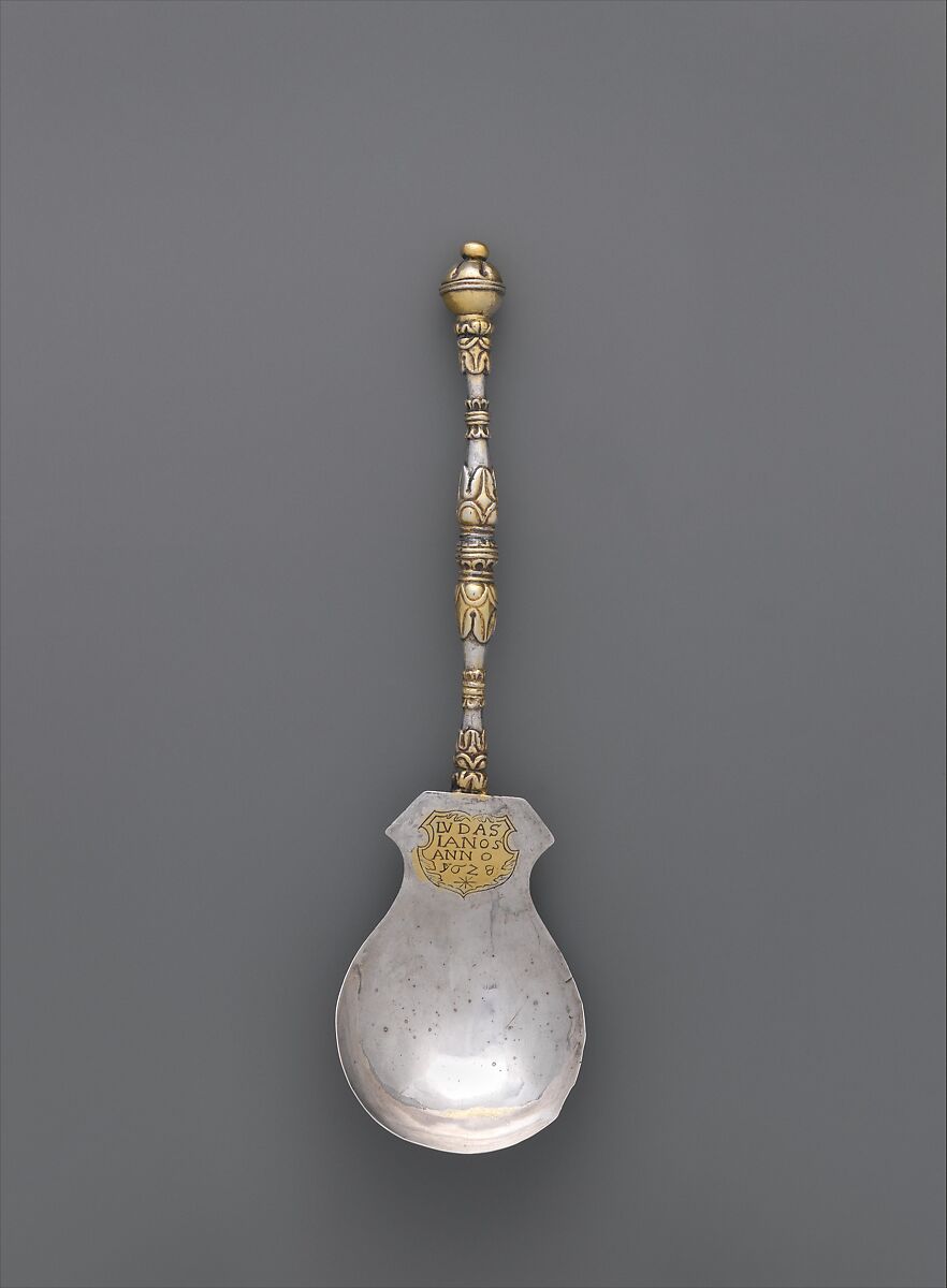 Spoon, Silver, partly gilded, possibly Hungarian 