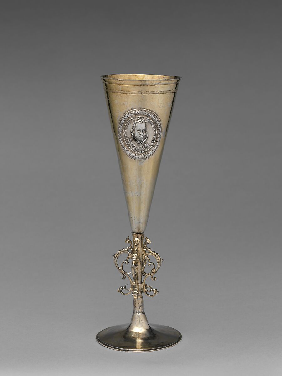 Conical cup, Pál Zilahy (active ca. 1635–52), Silver, partly gilded, Hungarian, Kolozsvár 