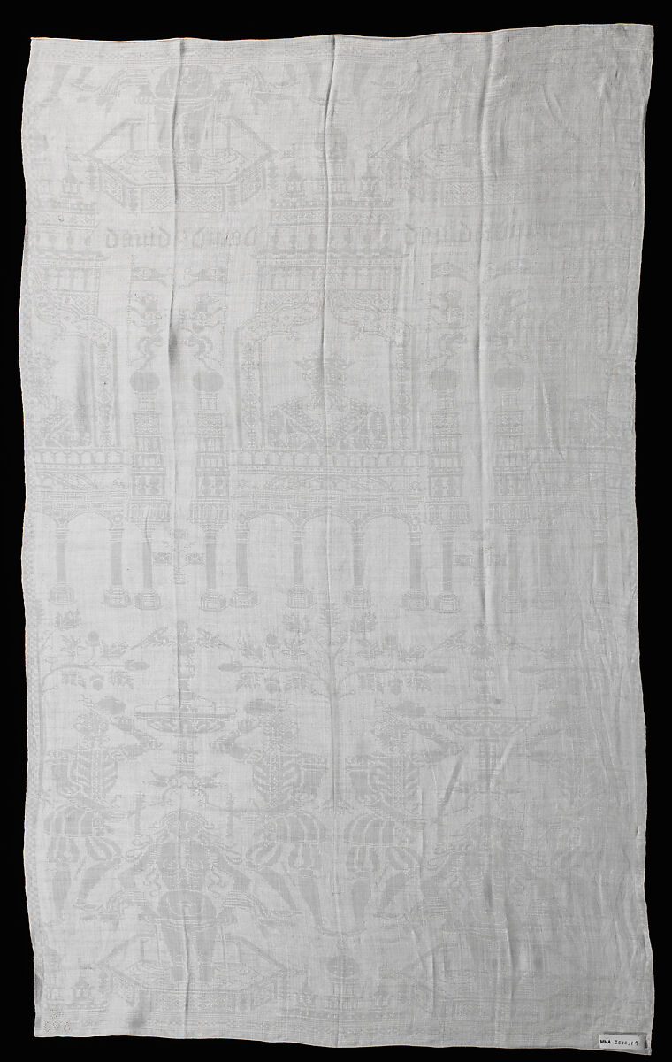 Napkin with David and Bathsheba, Linen, Dutch