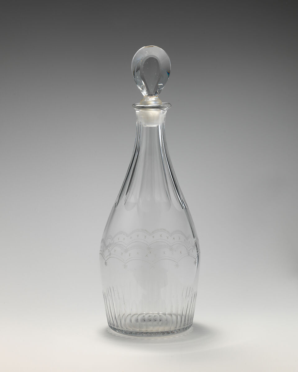 Decanter (one of a pair), Glass, British 