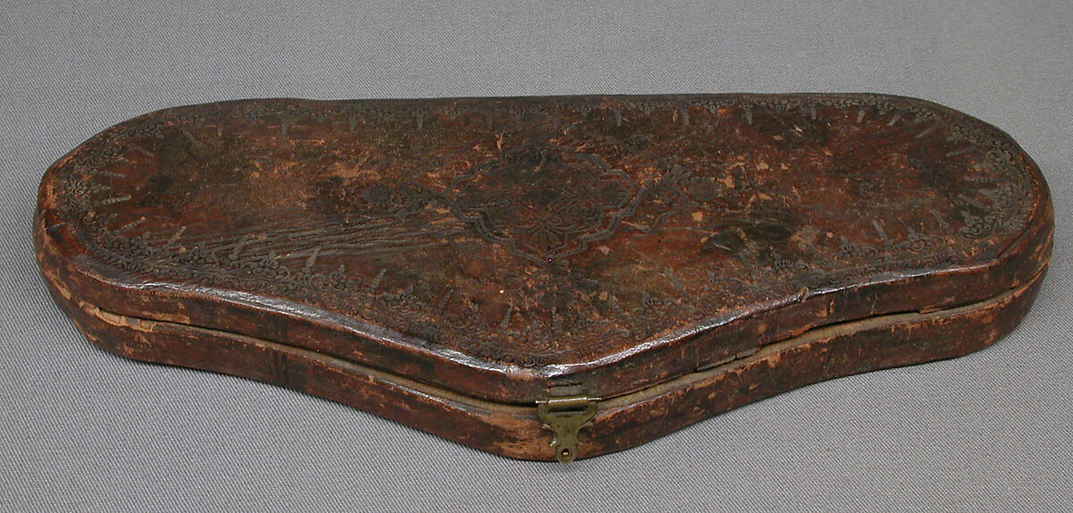 Balance and weights with case, Brass, wood, leather, suede, steel, linen cord, possibly Bohemian, Prague