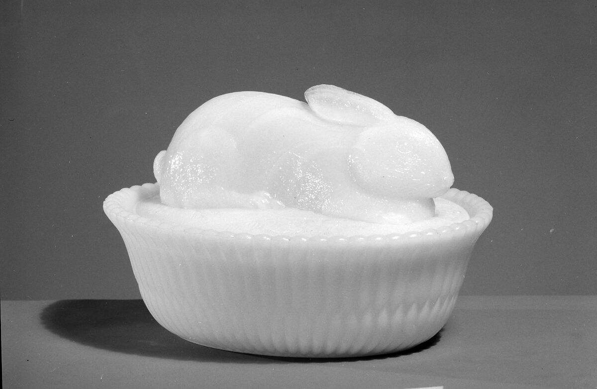 Figure Dish, McKee and Brothers (1856–89), Pressed opaque white glass, American 