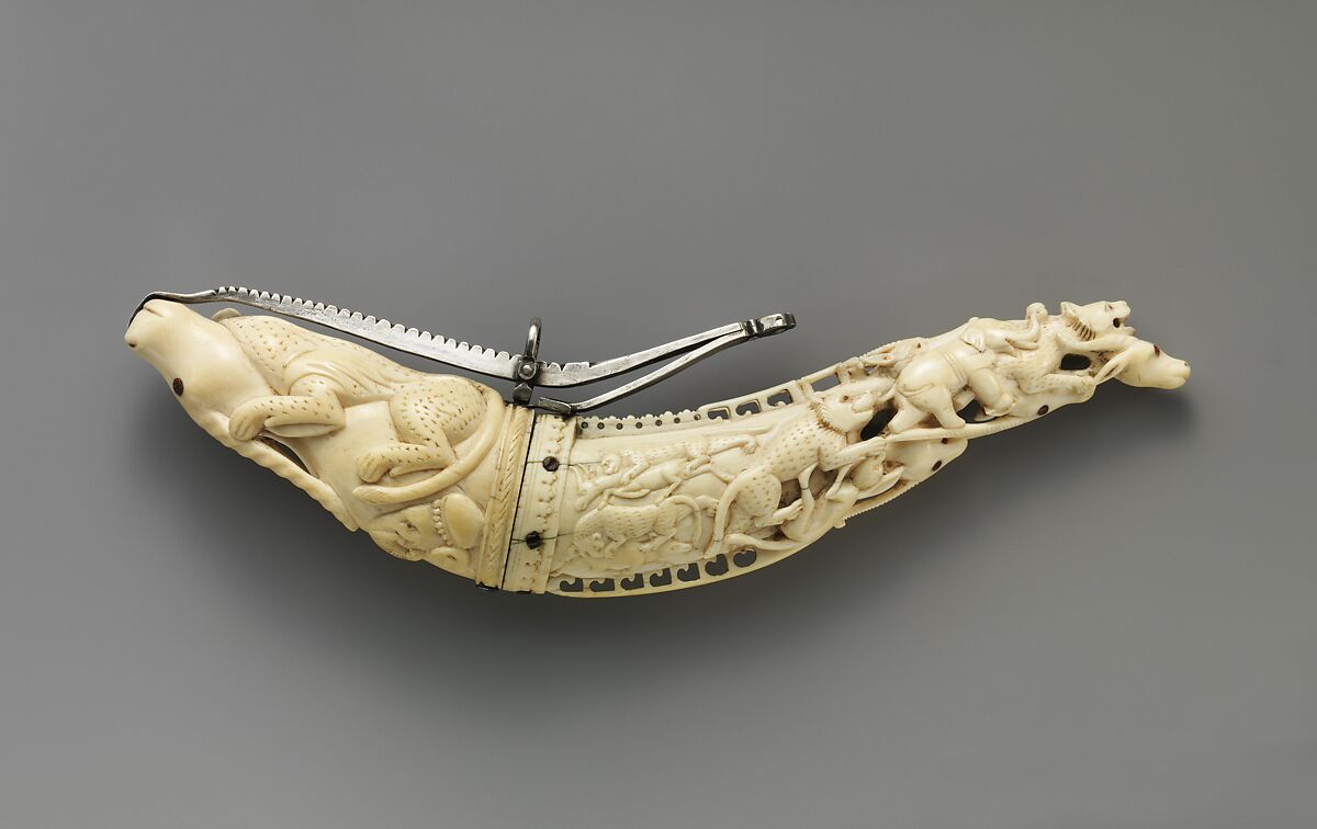 Priming Flask, Ivory, steel, pigment, resin, Indian