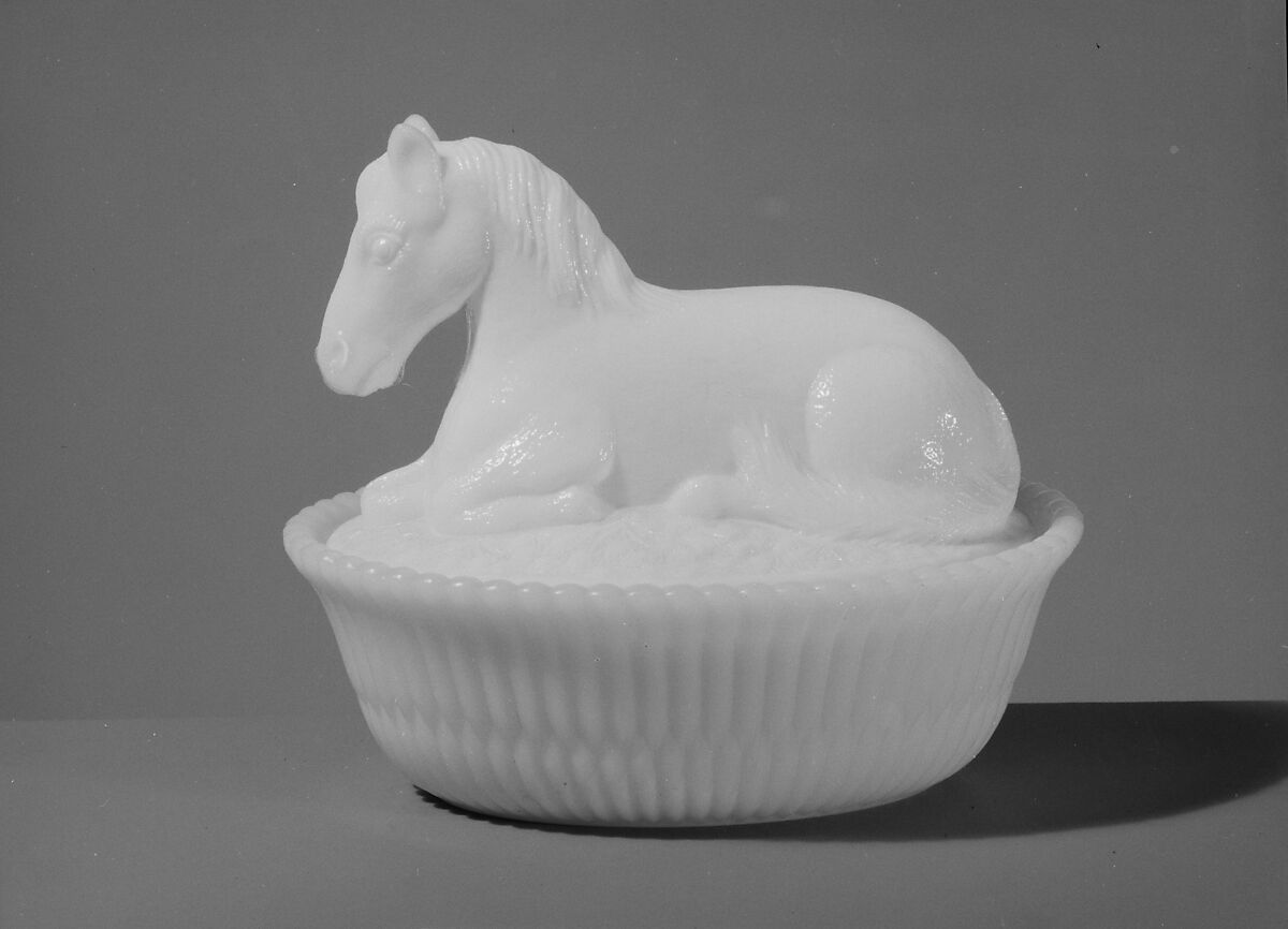Figure Dish, McKee and Brothers (1856–89), Pressed opaque white glass, American 