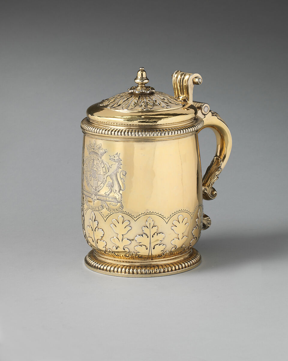 Tankard (one of a pair), John Le Chartier (active 1698–1731), Silver gilt, British, London 