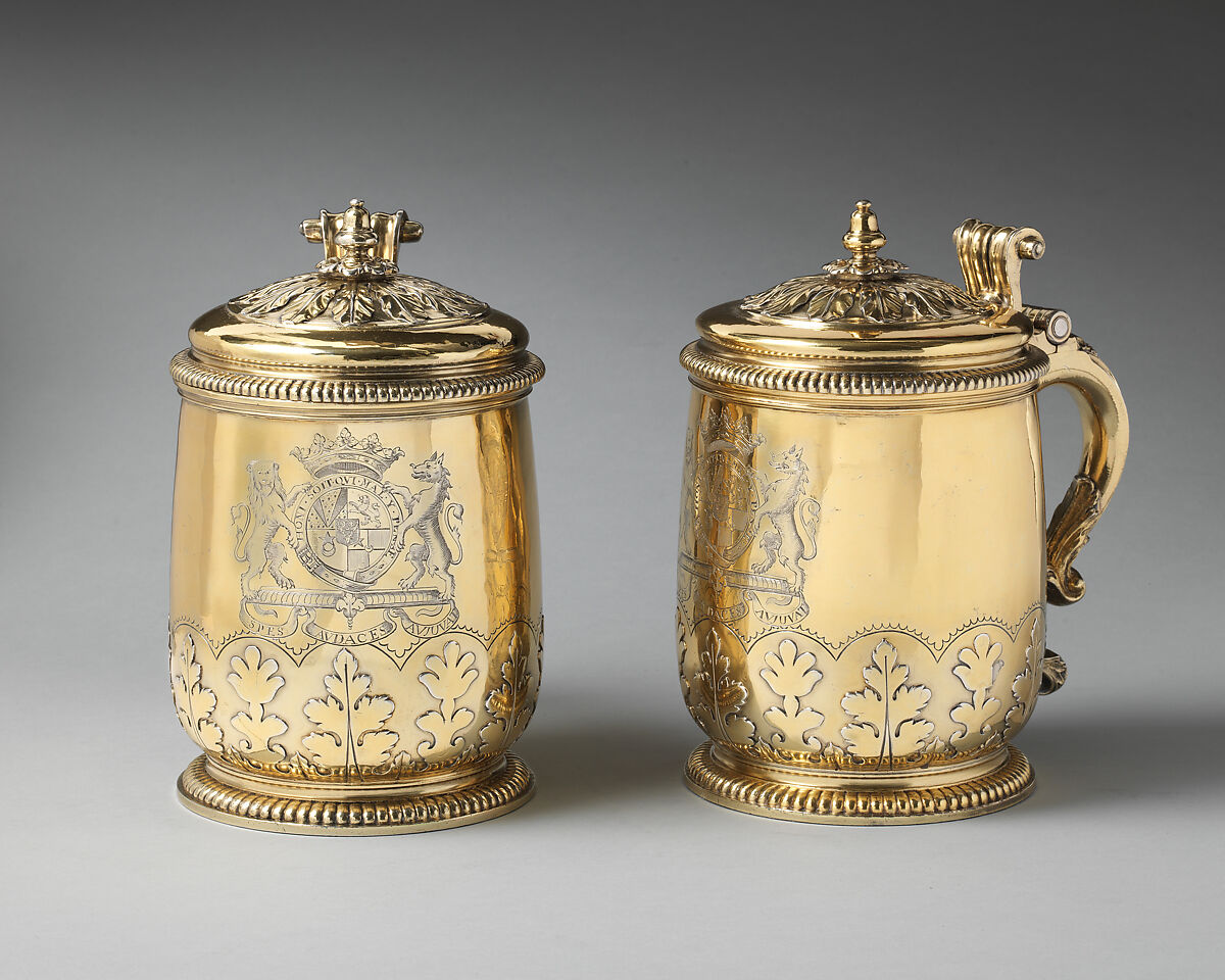 Tankard (one of a pair), John Le Chartier (active 1698–1731), Silver gilt, British, London
