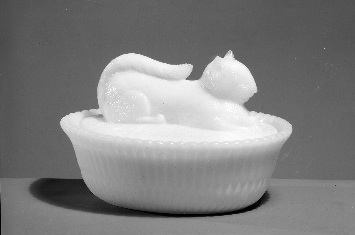 Figure Dish, McKee and Brothers (1856–89), Pressed opaque white glass, American 