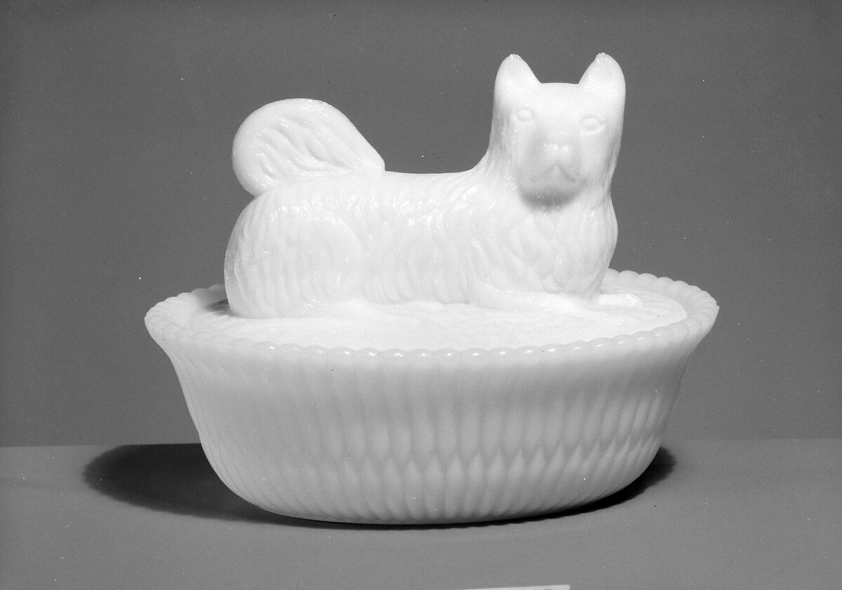 Figure Dish, McKee and Brothers (1856–89), Pressed opaque white glass, American 