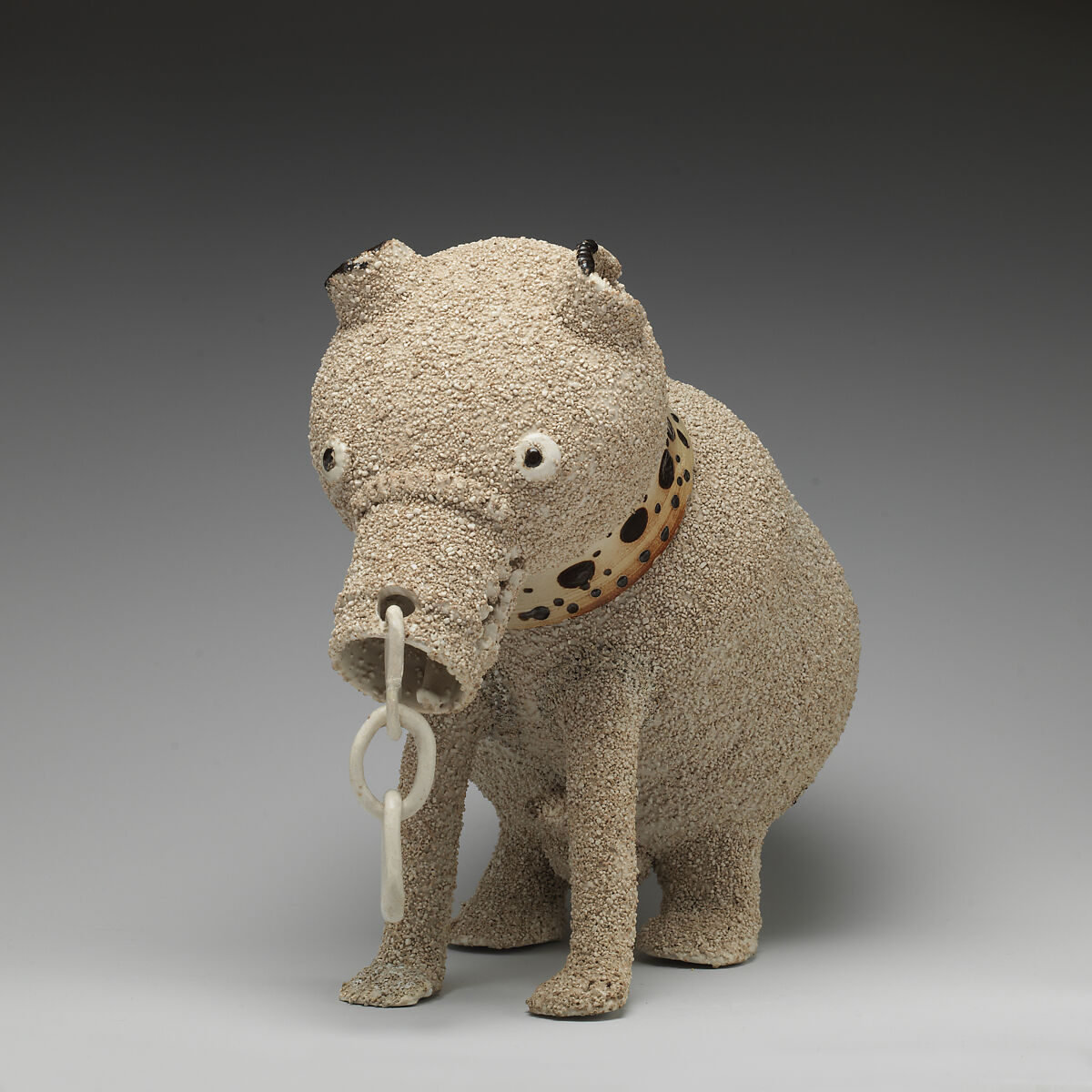 Bear bottle (one of a pair), Salt-glazed stoneware, British, Nottingham 