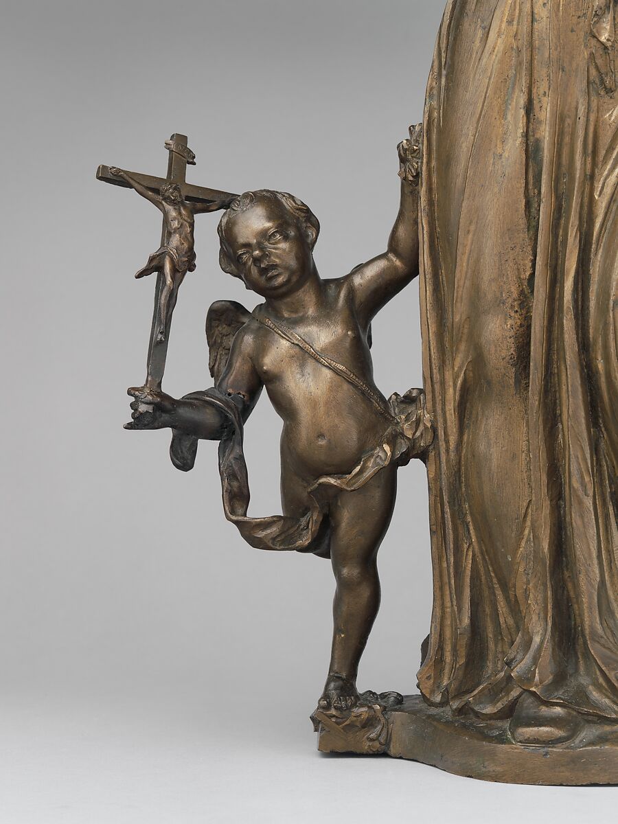 Saint Francis Xavier with an angel holding a crucifix, Francesco Bertos (Italian, 1678–1741), Bronze, Italian, Padua