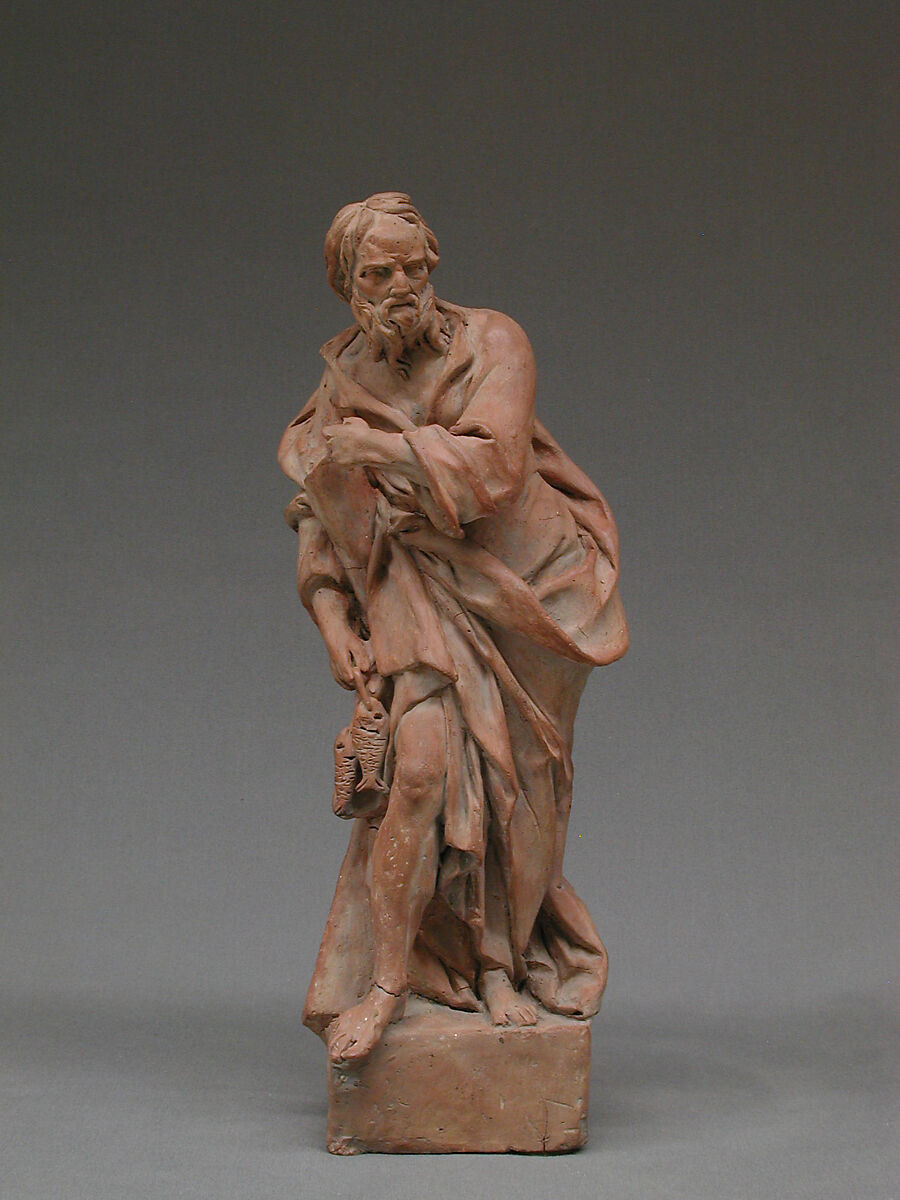 Saint Andrew, Probably by Giuseppe Picano (1732–1810), Terracotta, traces of ground or white wash, Italian, Naples 