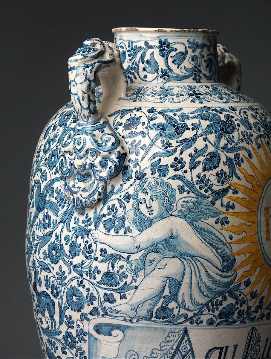 Drug vase (one of a pair), Maiolica (tin-glazed earthenware), Italian