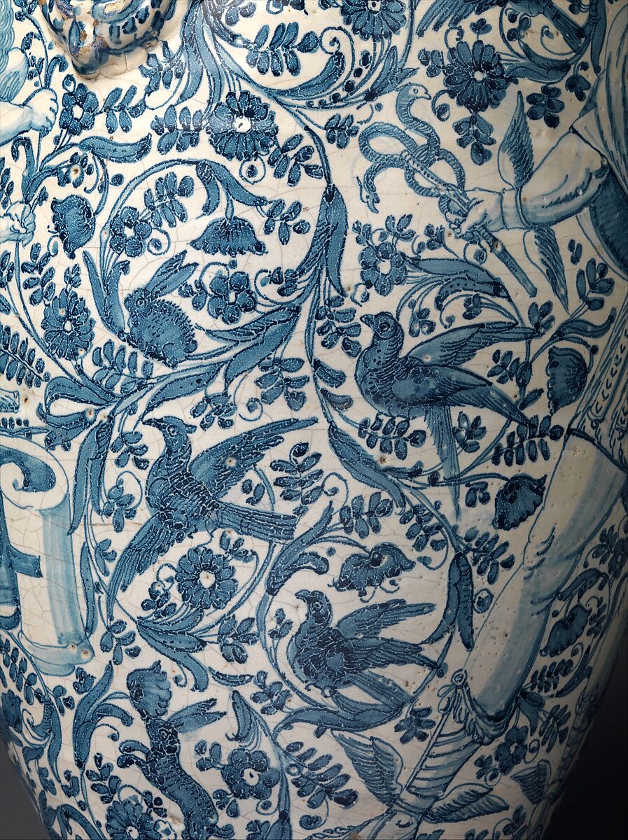 Drug vase (one of a pair), Maiolica (tin-glazed earthenware), Italian