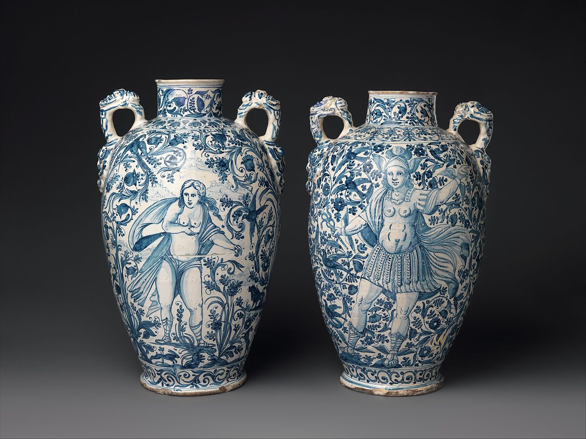 Drug vase (one of a pair), Maiolica (tin-glazed earthenware), Italian