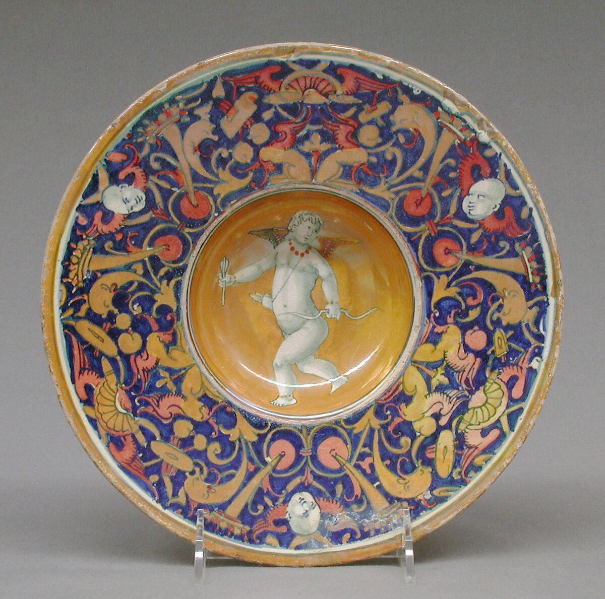 Dish (one of a pair), Style of Maestro Giorgio Andreoli (Italian (Gubbio), active first half of 16th century), Maiolica (tin-glazed earthenware), lustered, Italian, Gubbio 