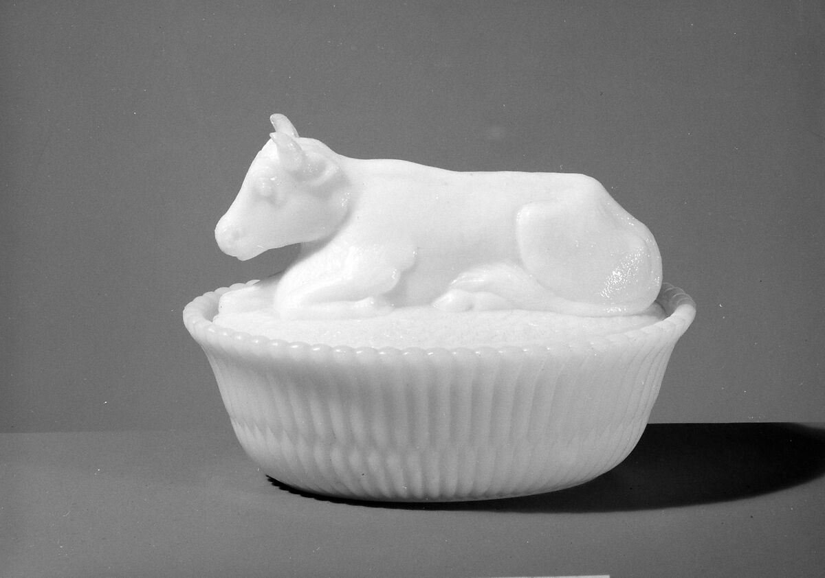 Figure Dish, McKee and Brothers (1856–89), Pressed opaque white glass, American 