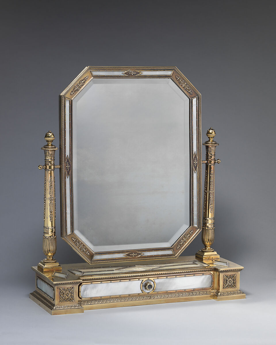 Dressing table mirror, André Aucoc, Silver gilt, mother-of-pearl, French, Paris 