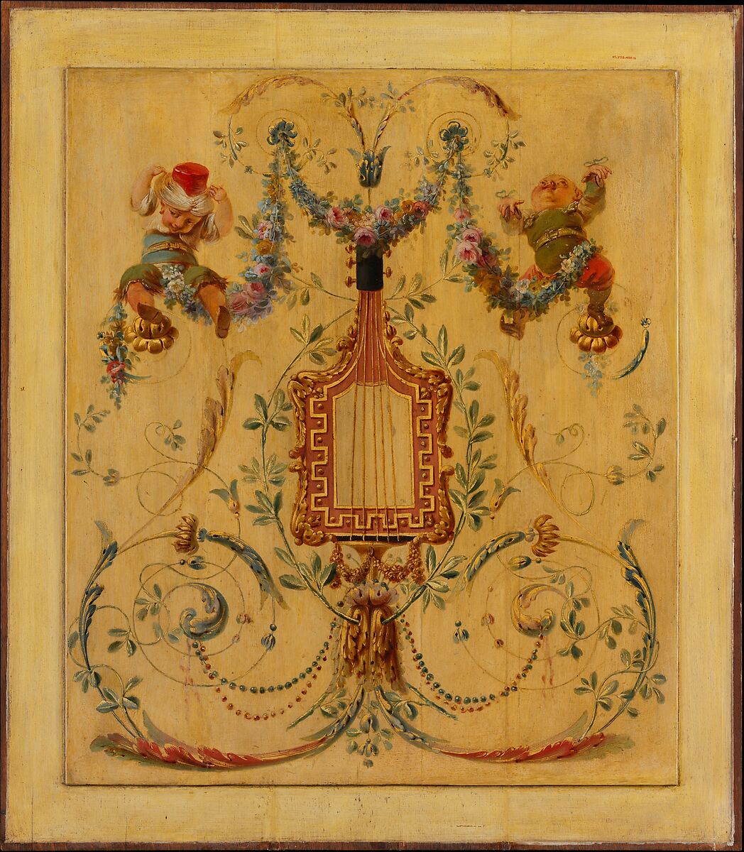 Door panel from the "Cabinet Turc" of Comte d'Artois at Versailles, Attributed to Jean -Siméon Rousseau de la Rottière (1747–1820), Oil on oak, French 