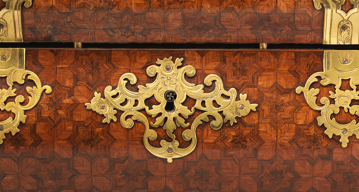 Box, Alphonse Giroux &amp; Cie., Paris (ca. 1775–1848), Wood veneered with parquetry of tulipwood and kingwood, gilt bronze, modern silk lining trimmed with metal thread, French