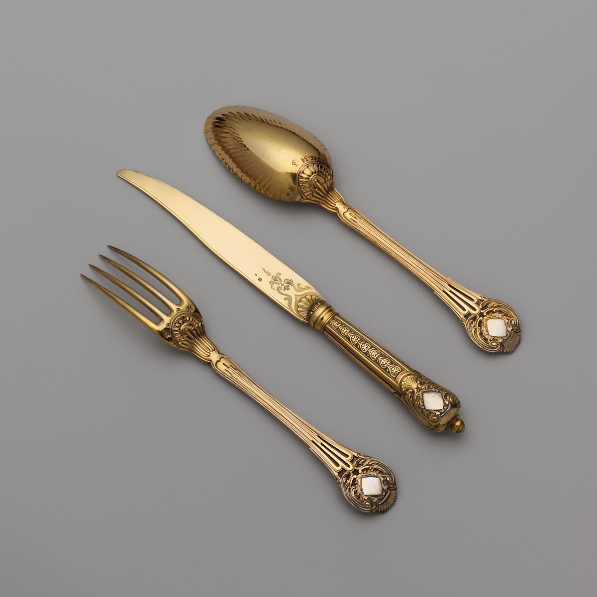 Set of six forks (part of a set), Louis-Joseph Lenhendrick (master 1747, died 1783), Silver gilt, French, Paris