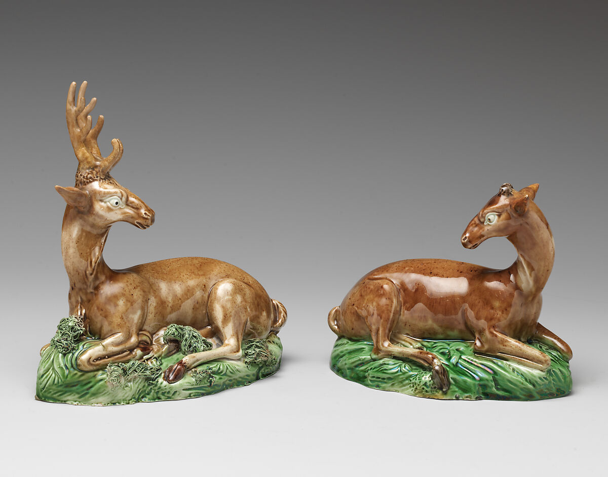 Doe (one of a pair), Ralph Wood the Younger (British, Burslem 1748–1795 Burslem), Lead-glazed earthenware, British, Burslem, Staffordshire