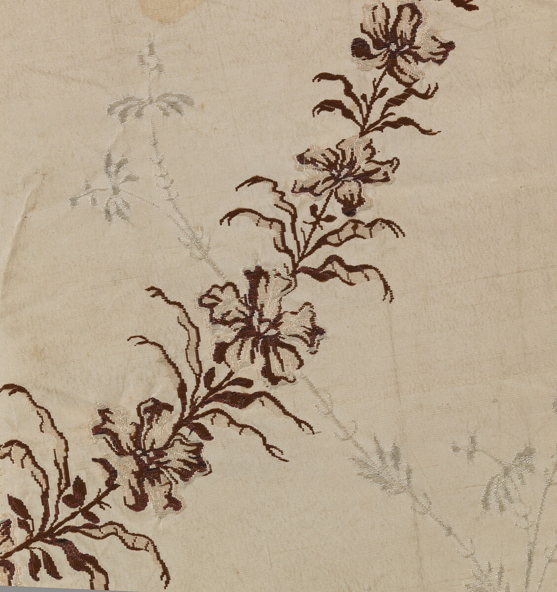 Fragment of dress silk, Anna Maria Garthwaite (British, 1690–1763), Silk, plain weave, brocaded, British, London, Spitalfields