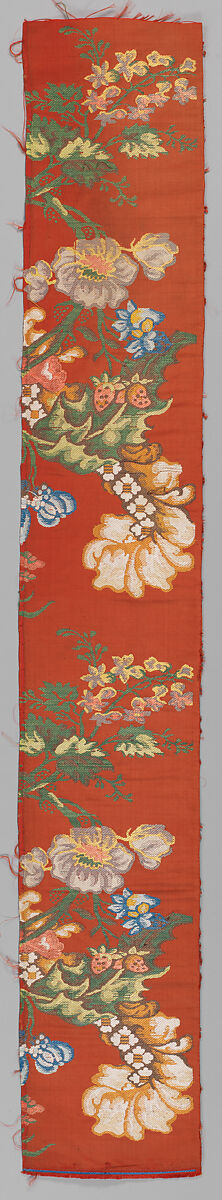 Fragment of woven silk, Silk, brocaded, Chinese, for export market 