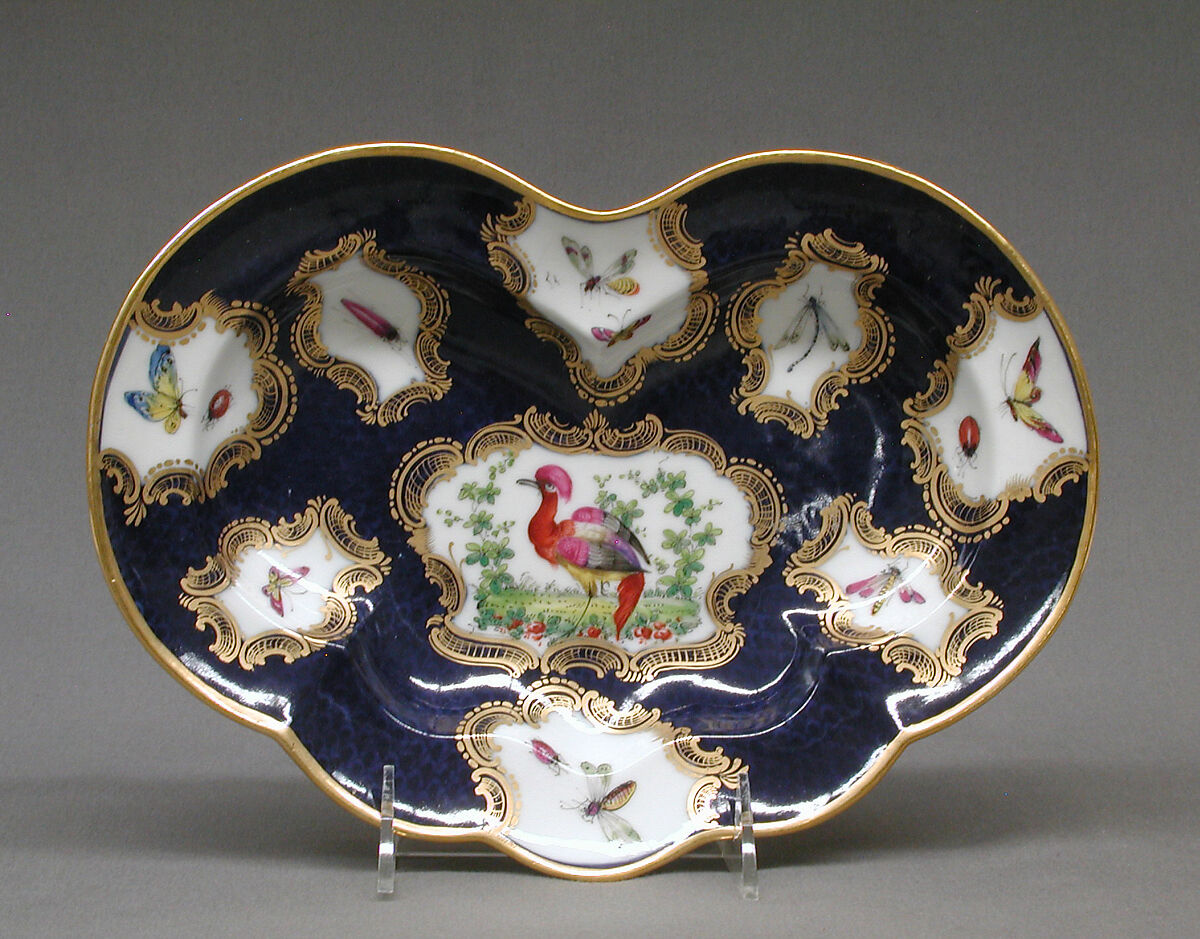 Heart-shaped dish, Soft-paste porcelain, French 