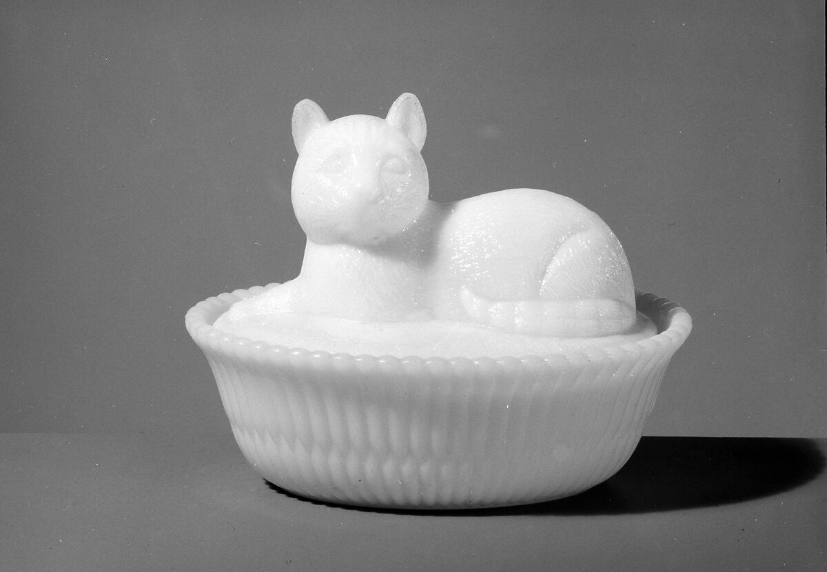 Figure Dish, McKee and Brothers (1856–89), Pressed opaque white glass, American 