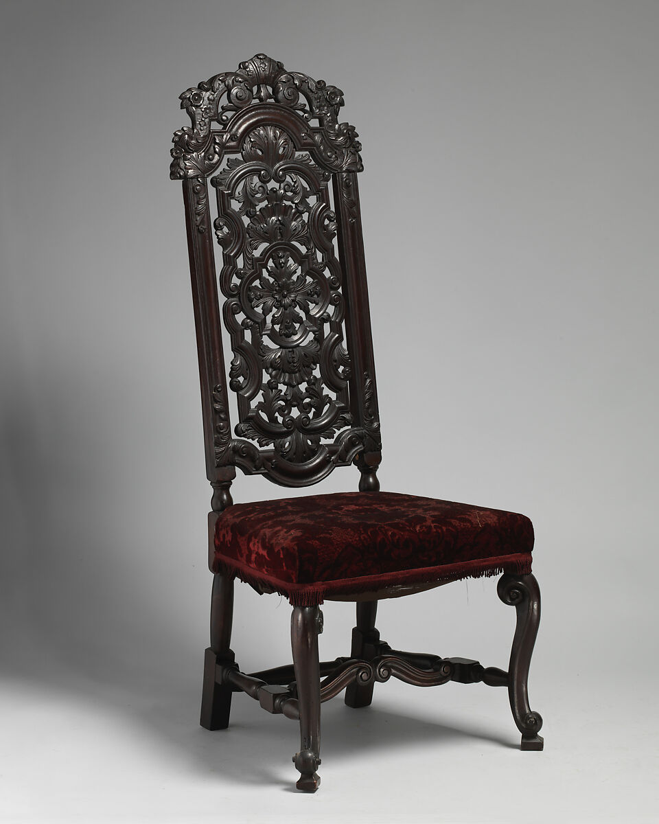 Chair (one of a pair), Walnut, cane, British 