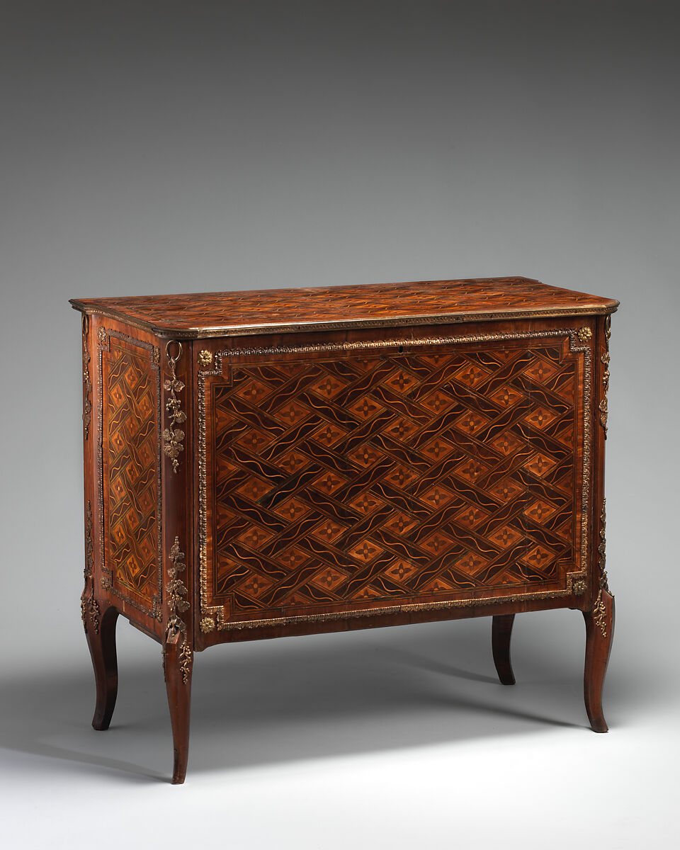 Commode (one of a pair) (part of a set), Marquetry of various woods, bronze and gilt-bronze mounts, British 