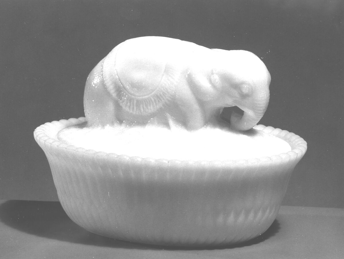 Figure Dish, McKee and Brothers (1856–89), Pressed opaque white glass, American 