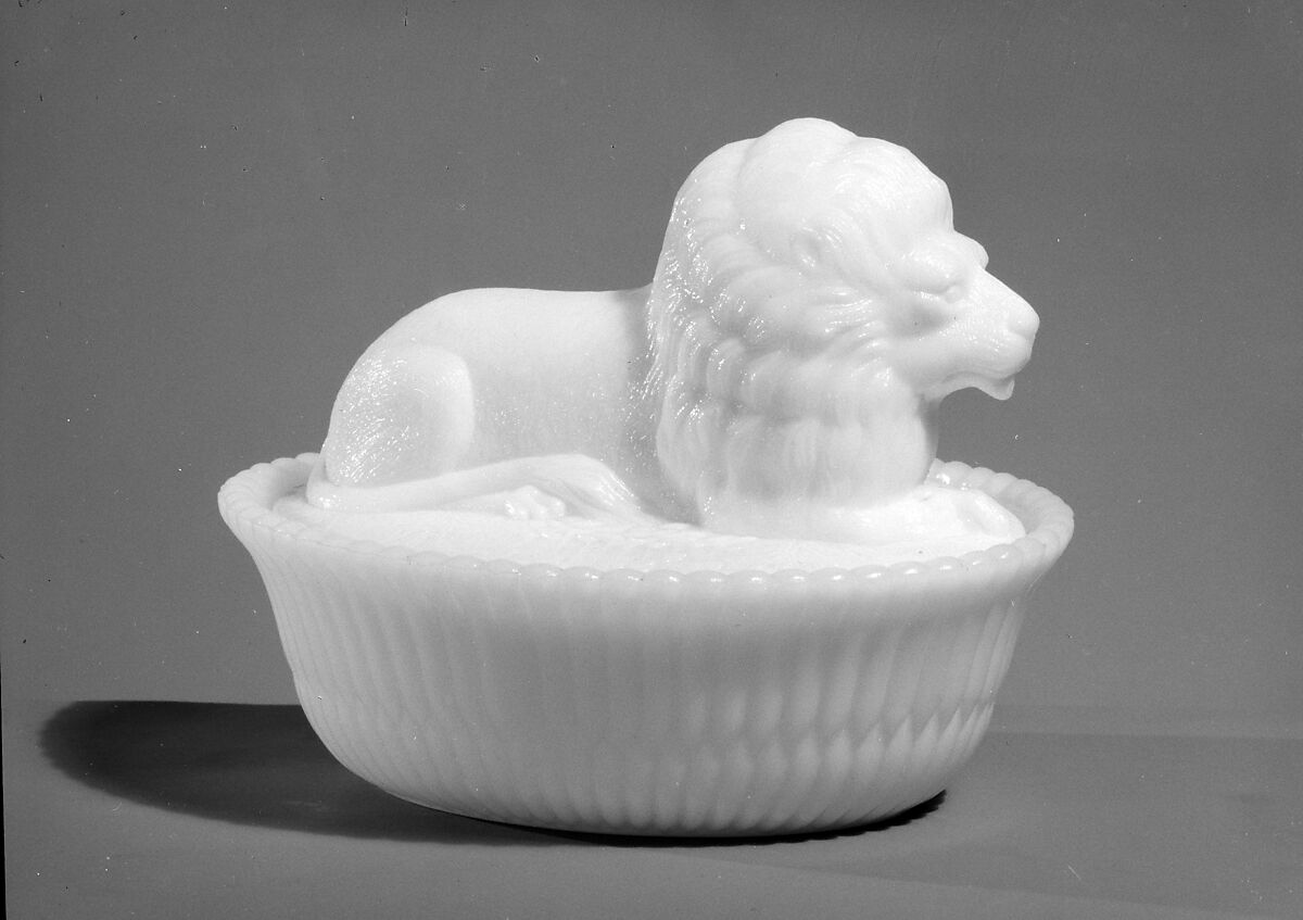 Figure Dish, McKee and Brothers (1856–89), Pressed opaque white glass, American 