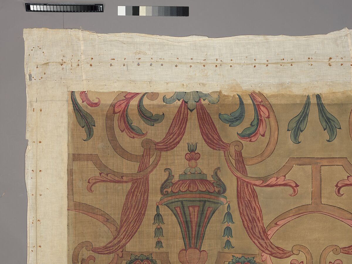 Chintz wall panel, Style of Jean Berain (French, Saint-Mihiel 1640–1711 Paris), Resist dyed and painted cotton, Indian, Coromandel Coast