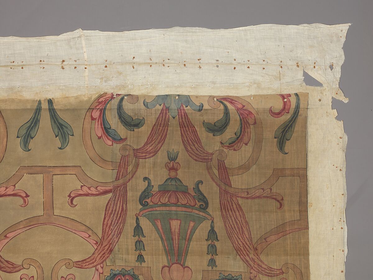 Chintz wall panel, Style of Jean Berain (French, Saint-Mihiel 1640–1711 Paris), Resist dyed and painted cotton, Indian, Coromandel Coast