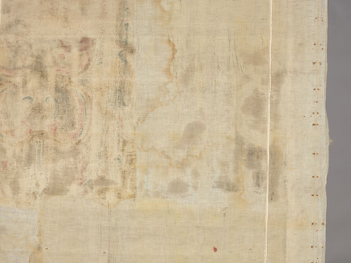 Chintz wall panel, Style of Jean Berain (French, Saint-Mihiel 1640–1711 Paris), Resist dyed and painted cotton, Indian, Coromandel Coast