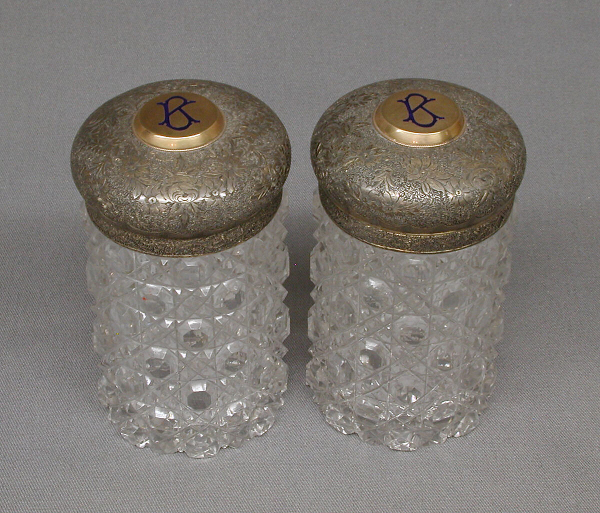 Bottle with cover, Barnard Brothers, Silver, glass, British, London 