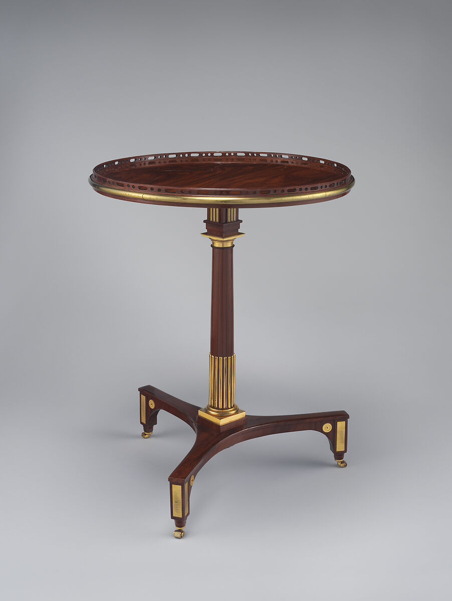 Tilt-top table, Workshop of David Roentgen (German, Herrnhaag 1743–1807 Wiesbaden, master 1780), Mahogany; gilt bronze and brass, German, Neuwied am Rhein 