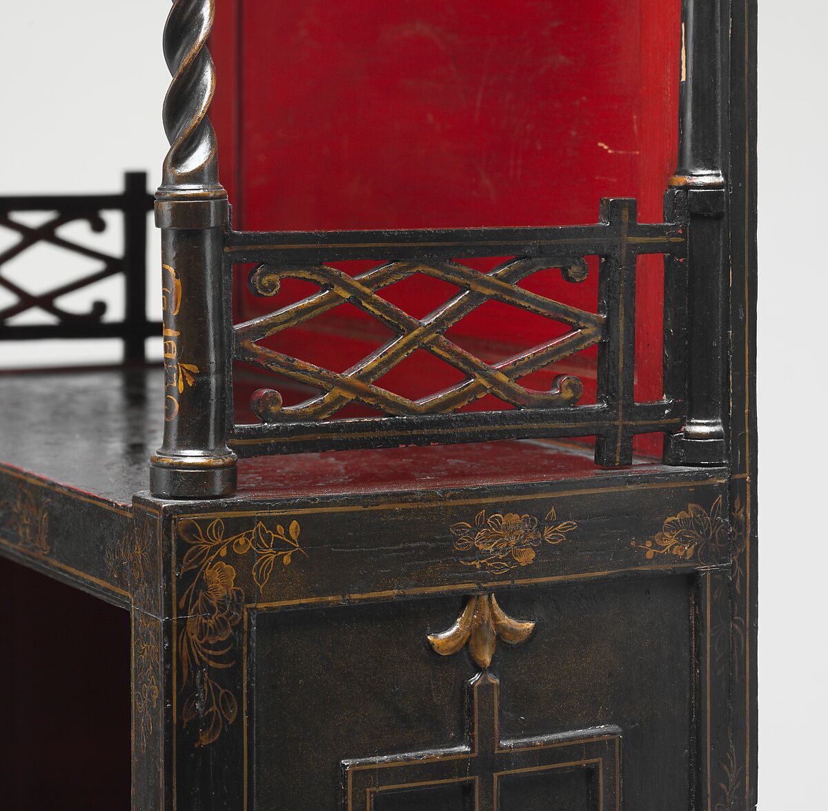 Standing shelf (one of a pair), William Linnell (ca. 1703–1763), Lacquered and painted pine, mahoogany and British walnut, British