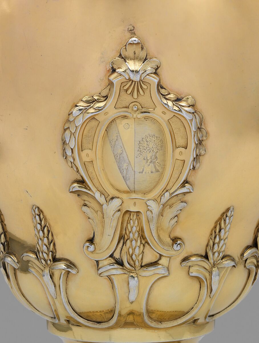 Cup with cover and stand (one of a pair), John Parker (British, active 1759–77), Silver-gilt, British, London