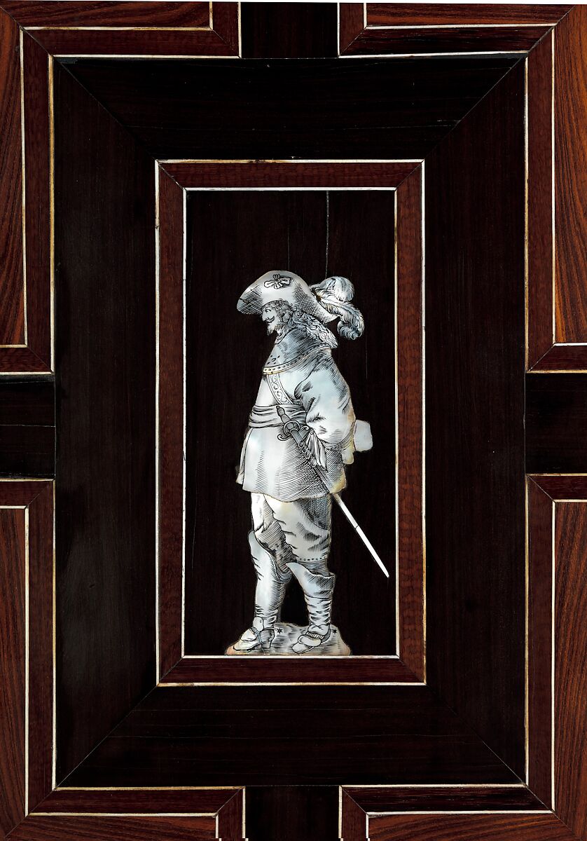 Cabinet, Attributed to Herman Doomer (Dutch, Anrath ca. 1595–1650 Amsterdam), Oak veneered with ebony, snakewood, rosewood, kingwood, cedar and other woods; mother-of-pearl, ivory, green stained bone, Dutch, Amsterdam