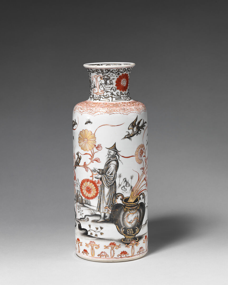 Vase (one of a pair), Decorated by the Hausmaler Ignaz Preissler (German, Friedrichswald 1676–1741Kronsstadt), Hard-paste porcelain (Jingdezhen ware), Chinese with Bohemian, Kronstadt decoration 