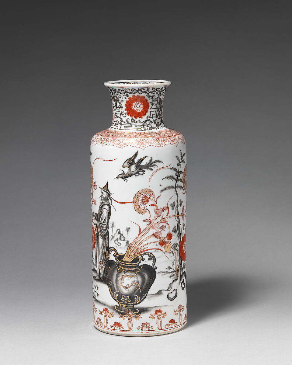Vase (one of a pair), Decorated by the Hausmaler Ignaz Preissler (Bohemian, Bedřichovka ca.1676–1741 Kunstàt), Hard-paste porcelain (Jingdezhen ware), Chinese with Bohemian, Kronstadt decoration