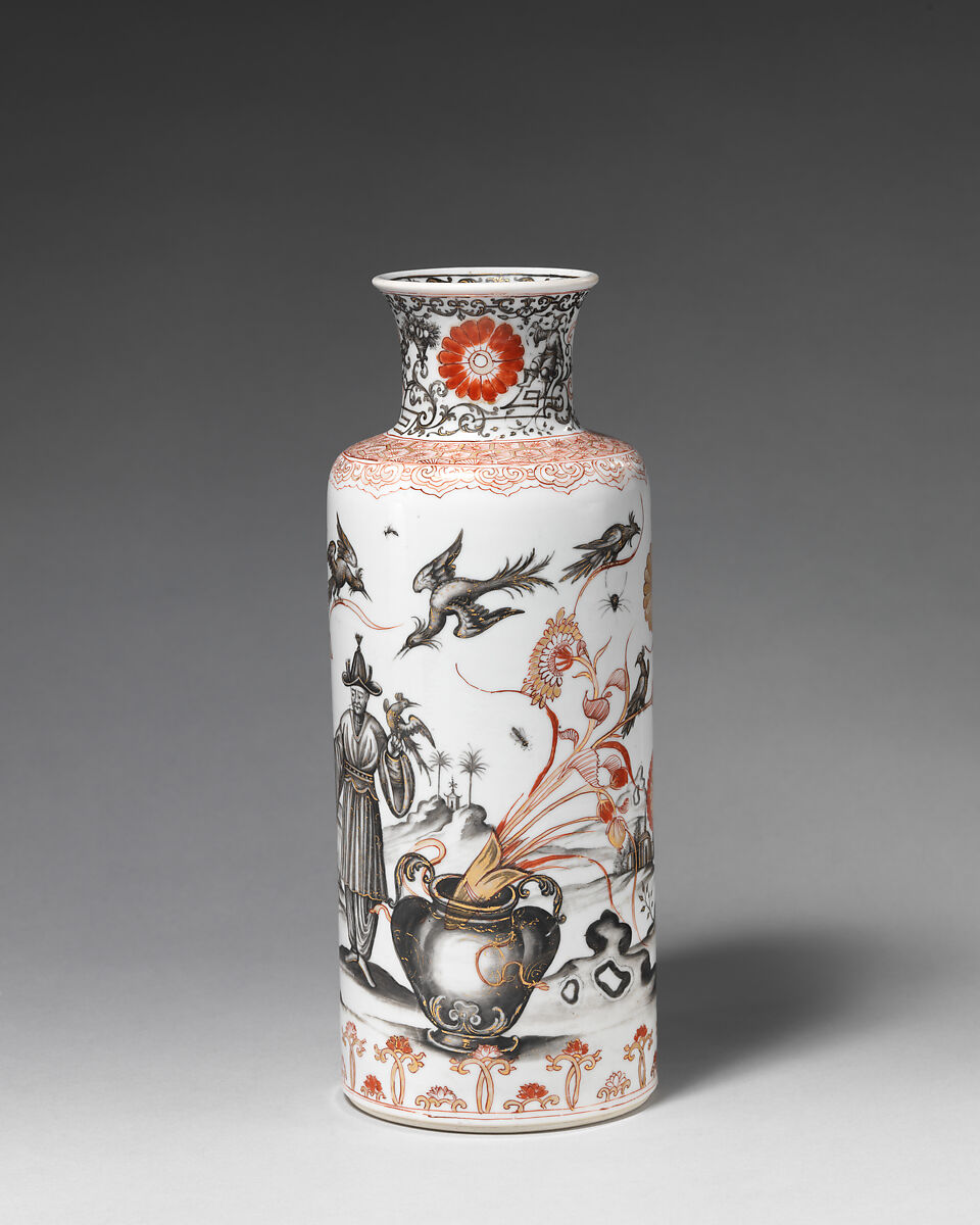 Vase (one of a pair), Decorated by the Hausmaler Ignaz Preissler (Bohemian, Bedřichovka ca.1676–1741 Kunstàt), Hard-paste porcelain (Jingdezhen ware), Chinese with Bohemian, Kronstadt decoration